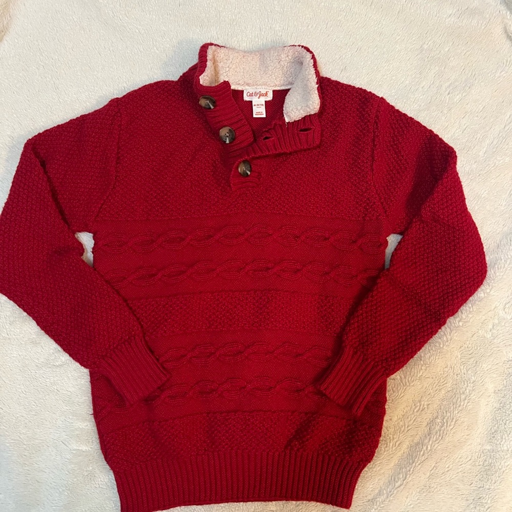 Boy Red Mock-neck knit Sweater